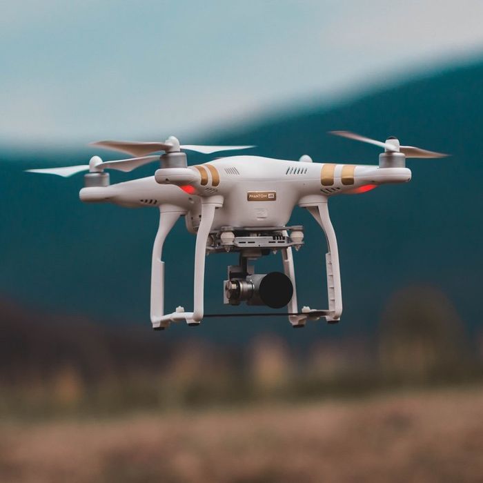 Dark drone isolated on a white background.